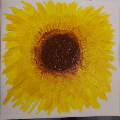 Beautiful sunflower painting by a participant.