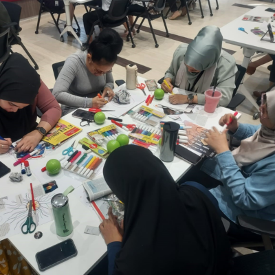 Participants engaged in art making